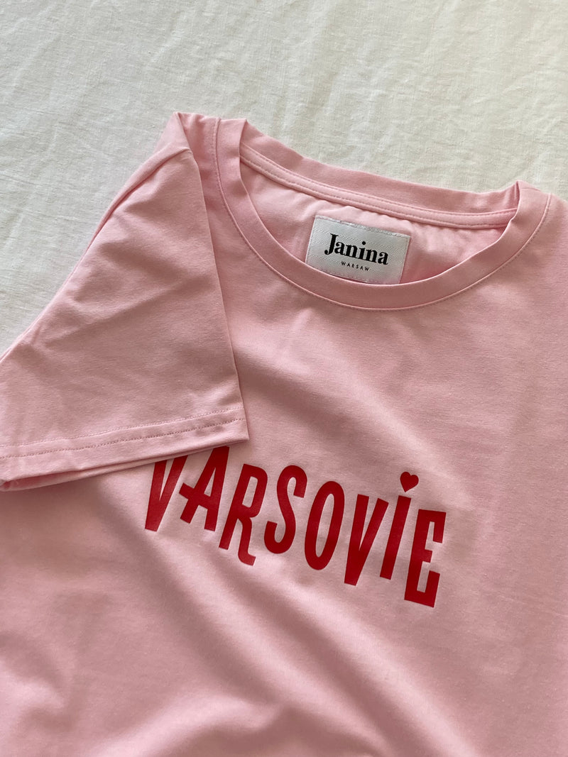 Różowy t-shirt z nadrukiem - Varsovie